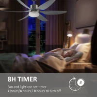 HOMCOM Reversible Ceiling Fan with Light, 6 Blades Indoor Modern Mount LED Lighting Fan with Remote Controller, for Bedroom, Living Room, Silver(m-8)