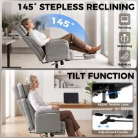HOMCOM Criss Cross Office Chair with Flip Armrests, Adjustable Headrest, Swivel Tilt Reclining Desk Chair with Wheels, Gray(m-7)