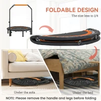 Soozier 40" Foldable Mini Fitness Trampoline, with Adjustable Foam Handle, Orange(m-5)
