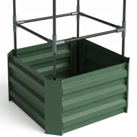 Outsunny Galvanized Planter Box, Outdoor Raised Garden Bed with 4-Tier Trellis Tomato Cage for Climbing Vines, Vegetables, Green(m-9)