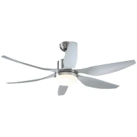 HOMCOM Reversible Ceiling Fan with Light, 6 Blades Indoor Modern Mount LED Lighting Fan with Remote Controller, for Bedroom, Living Room, Silver(m-3)
