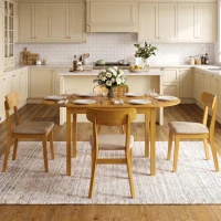 HOMCOM 55" Wood Kitchen Table, Drop Leaf Tables for Small Spaces, Oak(m-9)
