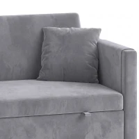 HOMCOM 52" Sofa Bed, Holland Velvet Loveseat Pull Out Sleeper Sofa with USB Ports, Adjustable Backrest, Side Pockets, Dark Grey(m-10)