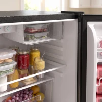 HOMCOM 2.6 Cu Ft Mini Fridge with Chiller Box, Single Door Compact Refrigerator, Adjustable Thermostat, Reversible Door, Silver(m-11)
