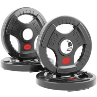 Soozier Weight Plates Set, 2-Inch Barbell Weights Set w/Tri-Grips for Home Gym Weightlifting and Strength Training, 4 x 11lbs(m-9)