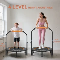 Soozier 40" Foldable Mini Fitness Trampoline, with Adjustable Foam Handle, Orange(m-4)