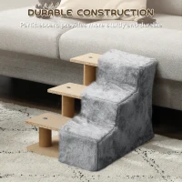 PawHut 3-Step Dog Ramp for Sofa, Bed, and Couch, with Removable Cover, Light Grey(m-6)