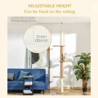 PawHut 100" Floor To Ceiling Cat Tree w/ 3 Perches Activity Center for Kittens Cat Tower Furniture, Brown(m-5)