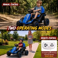 Qaba 24V Kids Electric Ride On Car with Dual Motors, Remote Control, 4-Wheel Suspension, Soft Start for 3-6 Years, Blue(m-5)