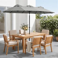 Outsunny Double Sided Patio Umbrella, 9.7' Large Outdoor Market Umbrella with Push Button Tilt and Crank, 3 Air Vents and 12 Ribs, for Garden, Deck, Pool, Gray(m-8)