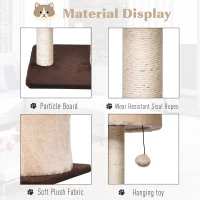 PawHut 81cm/32" Multi-level Cat Tree Scratcher Kitty Activity Center,Condo, Perch, Jumping Platforms,Toys Brown and Beige(m-6)