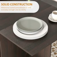 HOMCOM Folding Dining Table, Space Saving Drop Leaf Table with Drawer and Storage Shelves for Kitchen, Dining Room, Dark Brown(m-7)