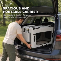 PawHut Pet Carrier Bag, Soft-Sided Dog Carrier for Extra Large Dogs, Portable Pet Travel Bag, Light Grey(m-4)