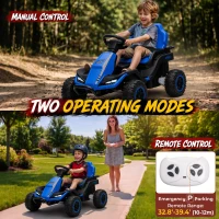 Qaba 24V Kids Ride On Car with Dual Motors, Remote, 4-Wheel Suspension, Soft Start, LED Lights, Music for 3-6 Years, Blue(m-5)