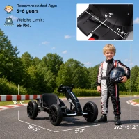 Qaba 12V Electric Go Kart for Kids with Dual Motors, Adjustable Seat, Soft Start, LED Lights, EVA Wheels, for Age 3-6, Black(m-3)