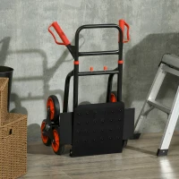 DURHAND 6-Wheels Stair Climber Trolley Cart, Hand Truck and Dolly, Foldable Steel Load Cart, 264lbs Capacity, Black and Red(m-7)