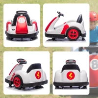 Qaba 6V Kids Bumper Car with Big Wheels, Electric Car for Kids with 360-Degree Spin, Slow Start, for 37-72 M, Red(m-8)