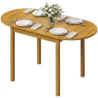 HOMCOM 55" Wood Kitchen Table, Drop Leaf Tables for Small Spaces, Oak(m-1)
