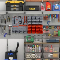 DURHAND 44PC Wall Mounted Storage Bins Parts Rack Kit with 2 Colour Parts, Hardware Screw Tool Organizer with Storage Bins, Pegboard and Hooks, Garage Plastic Organizer, Red(m-8)