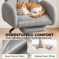HOMCOM Cross Legged Office Chair with Footrest, 90°-180° Flip Armrests, Task Desk Chair, Light Grey(m-6)