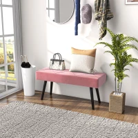 HOMCOM 39 Inches Upholstered Bedroom Bench, Modern End of Bed Bench with Steel Legs, Pink(m-8)