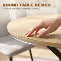 HOMCOM Dining Table Set Industrial Kitchen Table Chairs for 4 Round Table Steel Frame, Oak and Grey(m-5)