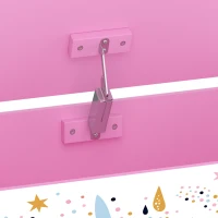Qaba Kids Storage Chest with Lid, Toy Box with Safety Hinges and Groove Handles for Kids, Bedroom, Playroom, Nursery, Pink(m-11)