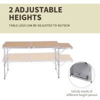 Outsunny 4ft Picnic Table with Slide Shelf Outdoor Portable Aluminum Folding Table 2 Adjustable Height(m-5)