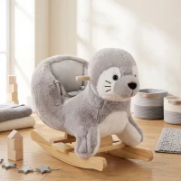 Qaba Seal Baby Rocking Horse, Kids Plush Ride-On Toy with Realistic Sounds and Safety Belt for Babies Ages 12-36 Months(m-8)