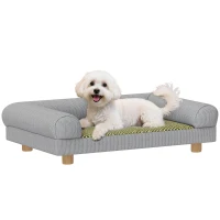 PawHut Pet Sofa, Dog Couch Bed for Small Dogs, Elevated Pet Sofa with Solid Feet for Indoor Kittens, Grey(m-9)