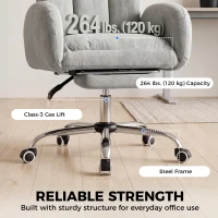 HOMCOM Cross Legged Office Chair with Footrest, 90°-180° Flip Armrests, Task Desk Chair, Light Grey(m-7)