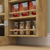 HOMCOM 41" Rattan Kitchen Storage Cabinet, Food Pantry Cabinet with 5-Tier Shelf 12 Spice Racks Adjustable Shelves Natural(m-9)
