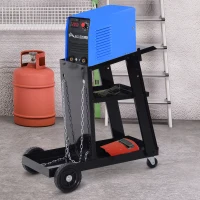 DURHAND 3 Tier Welding Cart Welder Trolley Garage Welding/Plasma Cutter Cart for Tanks Gas Bottles w/ Safety Chain Black(m-8)