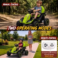 Qaba 24V Kids Electric Ride On Car with Dual Motors, Remote Control, 4-Wheel Suspension, Soft Start for 3-6 Years, Green(m-5)