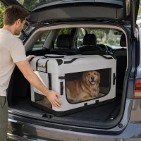 PawHut Pet Carrier Bag, Soft-Sided Dog Carrier for Extra Large Dogs, Portable Pet Travel Bag, Light Grey(m-8)