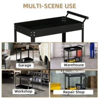 DURHAND Rolling Tool Cart, 2 Tier Mobile Service Utility Cart with Wheels, Black(m-6)