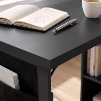 HOMCOM Fold-out Computer Desk with Storage Shelves, Bag, Wall Mount Home Office Desk, Writing Study Table with Bookshelf, Black(m-10)