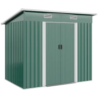 Outsunny 7'x 4' Metal Patio Storage Shed Garden Lockable Shed Tool Utility Storage Unit, Green(m-2)