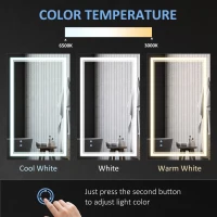 kleankin 40" x 24" LED Bathroom Mirror, Dimmable Lighted Wall-Mounted Mirror, with 3 Colour, Smart Touch, Plug-in, Vertical or Horizontal Hanging(m-6)