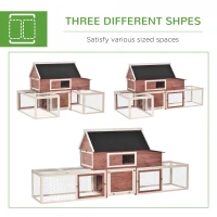 PawHut Wooden Chicken Coop, Outdoor Chicken Cage Poultry Hen House with Nesting Box, Double Runs, Asphalt Roof, Ramp(m-6)