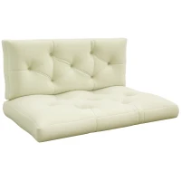Outsunny 2 Seater 5" Thick Outdoor Seat Cushions with Back Cushion for Pallet, Loveseat Outdoor Furniture Cushions, Cream White(m-9)