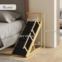 PawHut Adjustable Dog Stairs Foldable Dog Steps with Non-slip Mat for Small to Large Dogs for High Bed Sofa Couch(m-3)