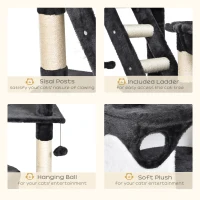 PawHut 94"-102" Floor to Ceiling Cat Tree, High Cat Condo Scratching Post Activity Center, Multi-Level Play House(m-6)