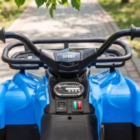 Qaba 24V Ride on ATV, 4 Wheeler for Kids with Dual Motors, Soft Start, Battery Display, Music, Lights for 3-8 Years, Blue(m-8)