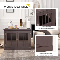 PawHut 31" Dog Crate Furniture End Table with Three Doors for Small Dogs, Coffee(m-6)