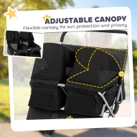 PawHut Double Pet Stroller, Foldable Dog Stroller with 2-Seater Carrier, Sunshade, Removable Pad, Safety Belt, Storage Basket(m-7)