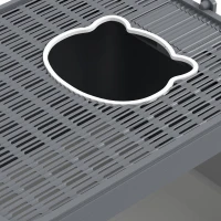 PawHut Cat Litter Box, Front Enter & Top Exit Cat Litter Tray with Scoop, Pull-out Tray, Easy to Clean, Grey(m-10)