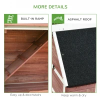 PawHut Wooden Chicken Coop, Outdoor Chicken Cage Poultry Hen House with Nesting Box, Double Runs, Asphalt Roof, Ramp(m-9)