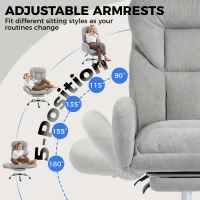 HOMCOM Cross Legged Office Chair with Footrest, 90°-180° Flip Armrests, Task Desk Chair, Light Grey(m-4)