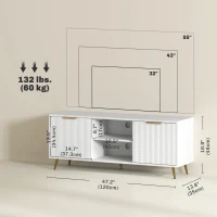 HOMCOM TV Stand with Storage for 55 Inch TV, Modern TV Cabinet with 2 Open Shelves and 2 Cabinets for Living Room, White(m-3)